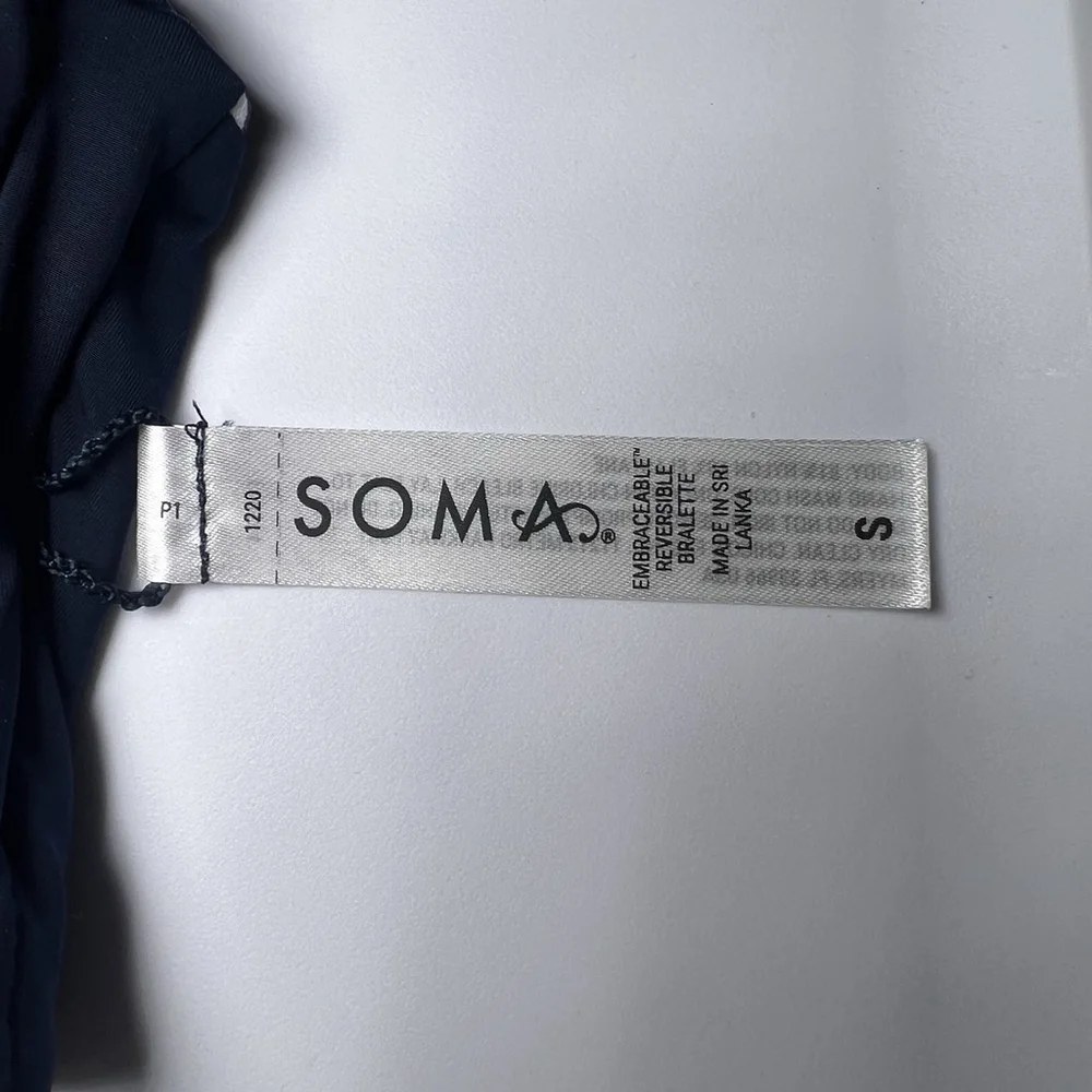Soma Embraceable Reversible Bralette Fond Floral Mini Navy S Wireless Lounge Bra